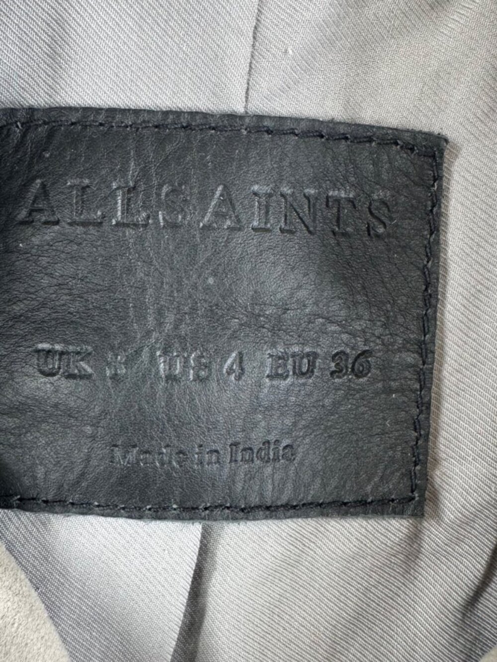 All Saints Womens Biker Jacket Balfern Goat Leather Suede Sz 4 Taupe *read - Picture 9 of 15